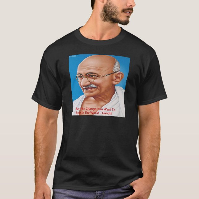 Gandhi & Var Förändringen Citat Tee (Framsida)