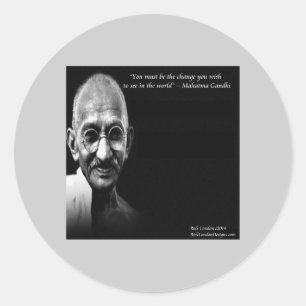 Gandhi Var Förändringen Visdoms Citat Runt Klistermärke