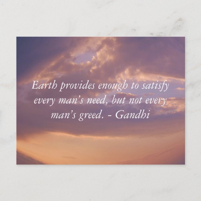 Gandhi vishetcitationstecken med brun himmel vykort (Framsida)