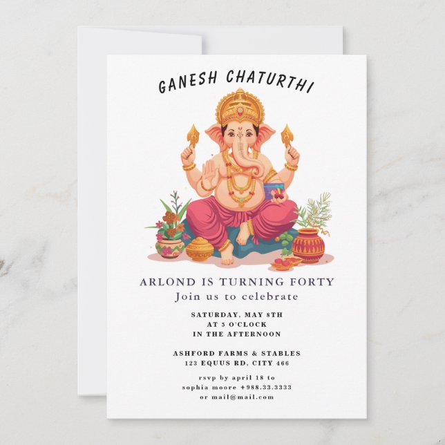 Ganesh chaturthi Birthday-inbjudan Inbjudningar (Framsida)