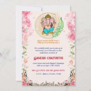 Ganesh Chaturthi Blommigt Colorful Inbjudningar