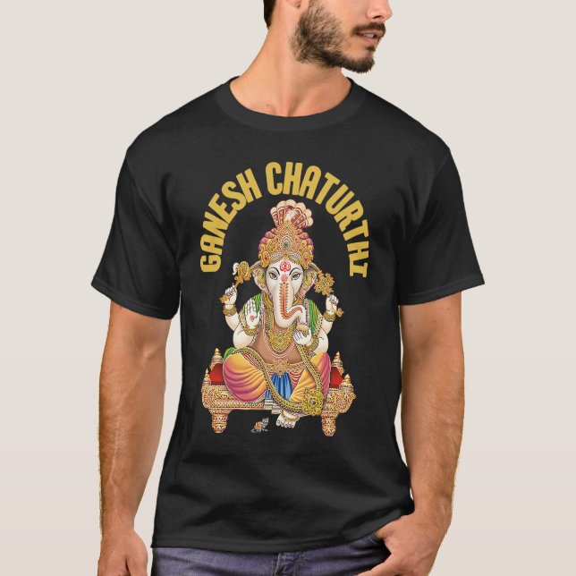 Ganesh Chaturthi  Hinduism Elephant God T Shirt (Framsida)