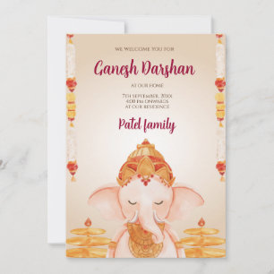 Ganesh Chaturthi-kort Digital Ganpati inbjuder Inbjudningar