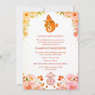 Ganesh Chaturthi Puja Blommigt Inbjudningar