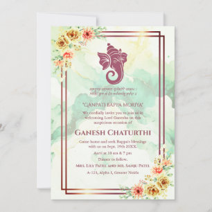 Ganesh Chaturthi Puja Blommigt Inbjudningar