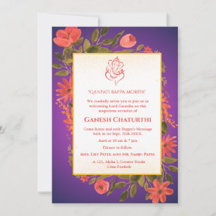 Ganesh Chaturthi Puja Blommigt Inbjudningar