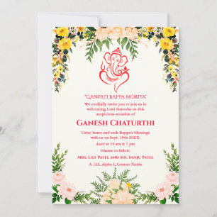 Ganesh Chaturthi Puja Blommigt Inbjudningar