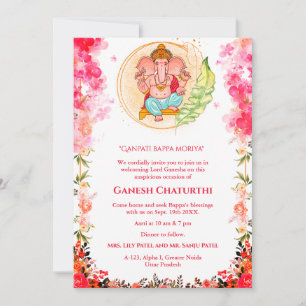 Ganesh Chaturthi Puja Blommigt Inbjudningar