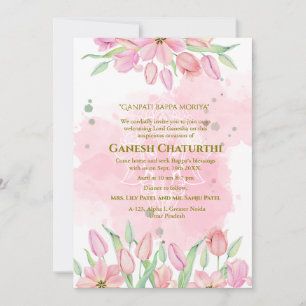 Ganesh Chaturthi Puja Blommigt Inbjudningar