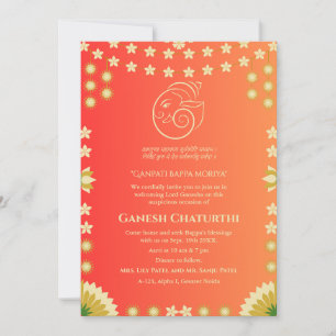 Ganesh Chaturthi Puja Blommigt Inbjudningar