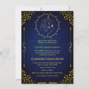 Ganesh Chaturthi Puja Glitter & Guld Inbjudningar