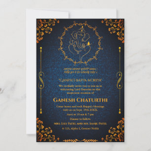 Ganesh Chaturthi Puja Glitter & Guld Inbjudningar