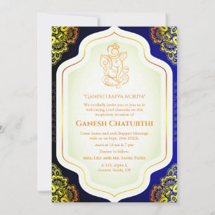 Ganesh Chaturthi Puja Golden Inbjudningar