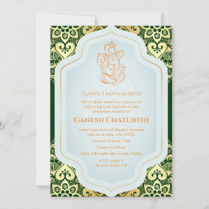 Ganesh Chaturthi Puja Golden Inbjudningar