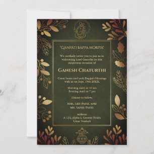 Ganesh Chaturthi Puja Golden Inslag Inbjudningar