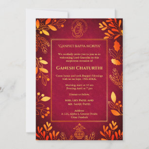 Ganesh Chaturthi Puja Golden Inslag Inbjudningar