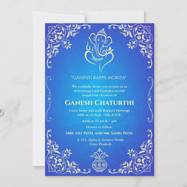 Ganesh Chaturthi Puja Inbjudningar (Framsida)