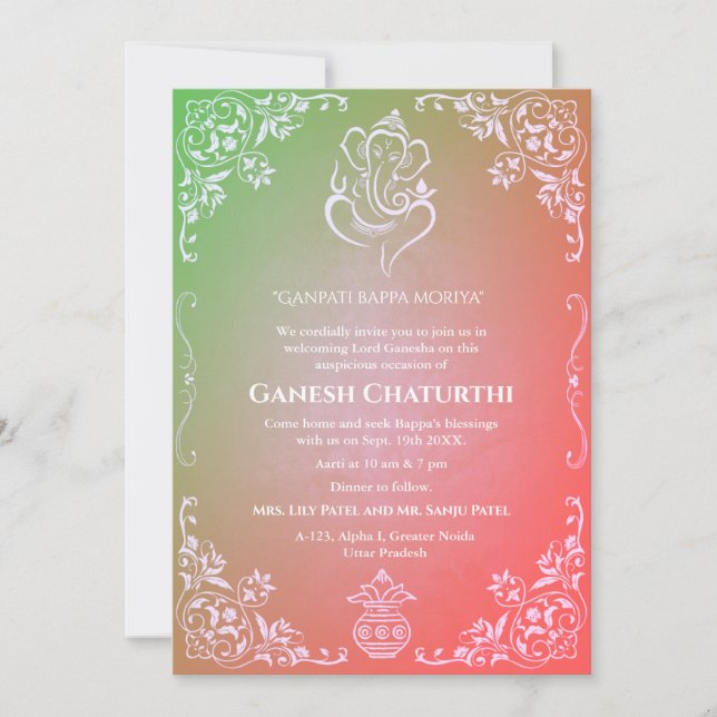 Ganesh Chaturthi Puja Inbjudningar (Framsida)