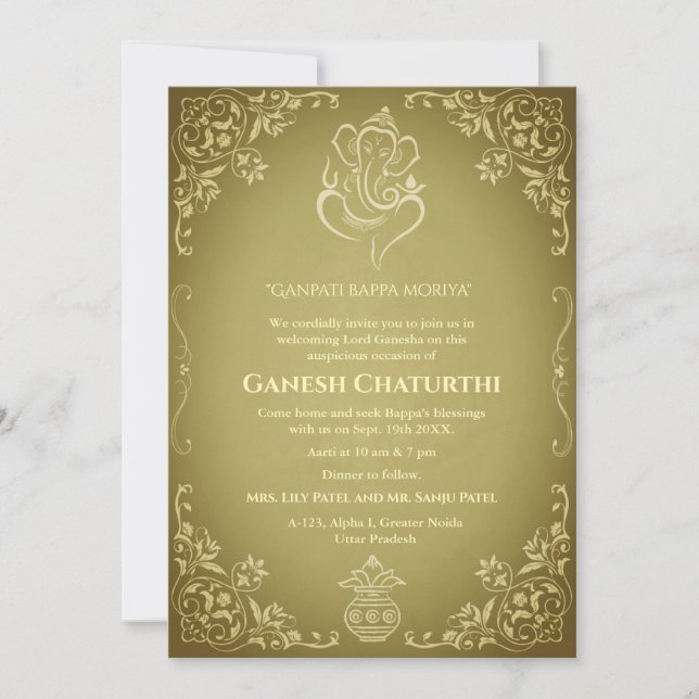 Ganesh Chaturthi Puja Inbjudningar (Framsida)