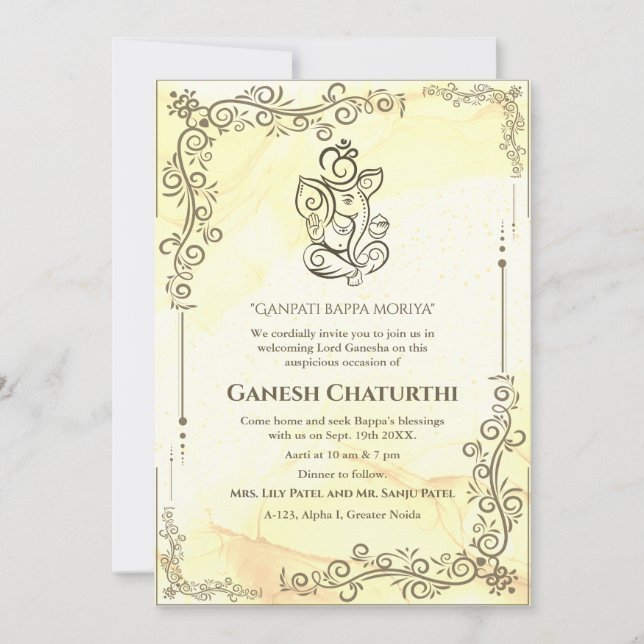 Ganesh Chaturthi Puja Inbjudningar (Framsida)