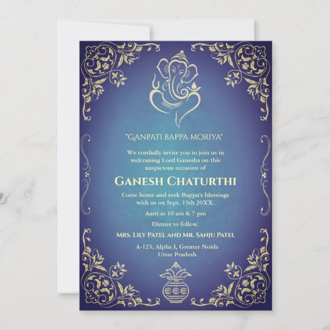 Ganesh Chaturthi Puja Inbjudningar (Framsida)