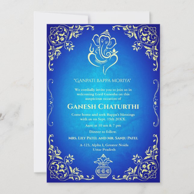 Ganesh Chaturthi Puja Inbjudningar (Framsida)