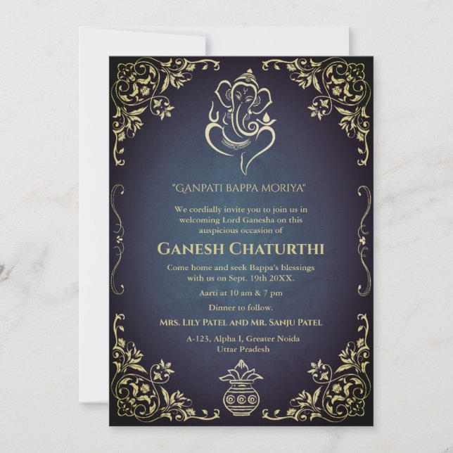Ganesh Chaturthi Puja Inbjudningar (Framsida)