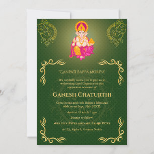 Ganesh Chaturthi Puja Roya Golden Inslag Inbjudningar