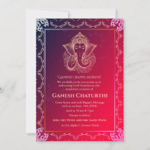 Ganesh Chaturthi Puja Roya Golden Inslag Inbjudningar