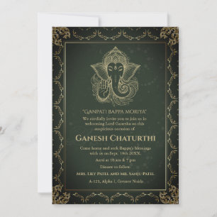 Ganesh Chaturthi Puja Roya Golden Inslag Inbjudningar