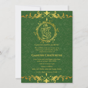 Ganesh Chaturthi Puja Roya Golden Inslag Inbjudningar