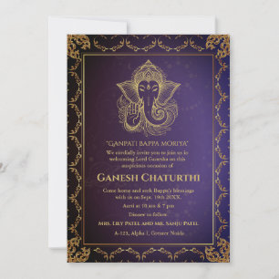Ganesh Chaturthi Puja Roya Golden Inslag Inbjudningar