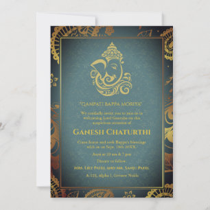 Ganesh Chaturthi Puja Roya Golden Inslag Inbjudningar