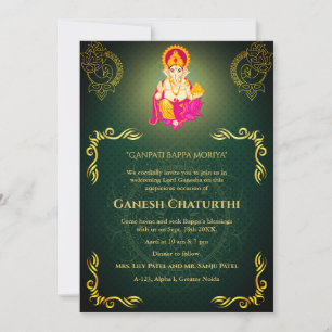 Ganesh Chaturthi Puja Roya Golden Inslag Inbjudningar