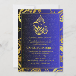 Ganesh Chaturthi Puja Roya Golden Inslag Inbjudningar