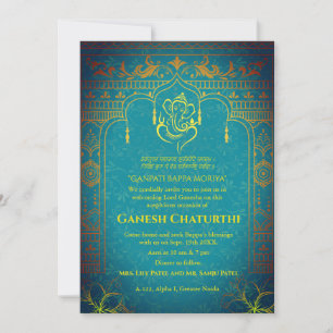 Ganesh Chaturthi Puja Roya Golden Inslag Inbjudningar