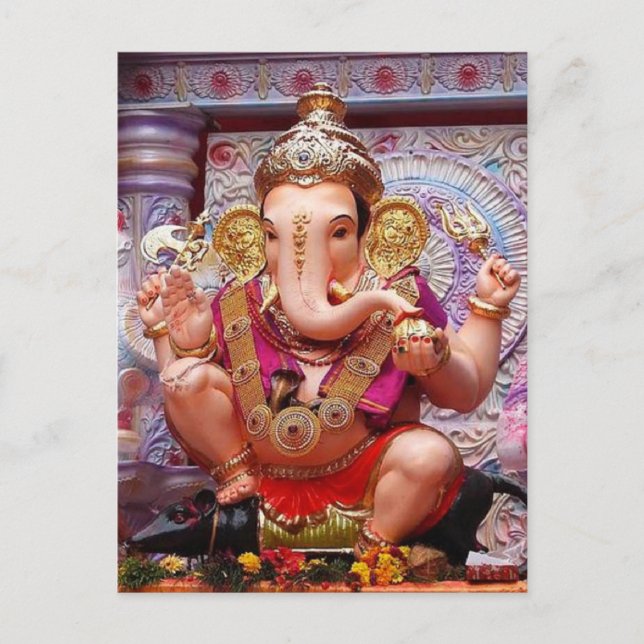 Ganesh Ganesha Hinduism Indien Asiatisk Elefant Gu Vykort (Framsida)