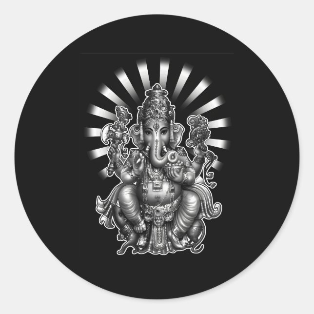 Ganesh Ganesha Runt Klistermärke (Framsida)