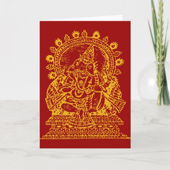 Ganesh: Gud av framgång Helgkort (Framsida)