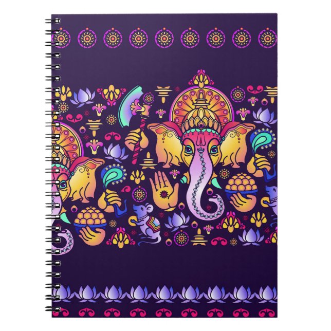 Ganesh Hindu God: Festive Seamless Anteckningsbok (Framsidan)