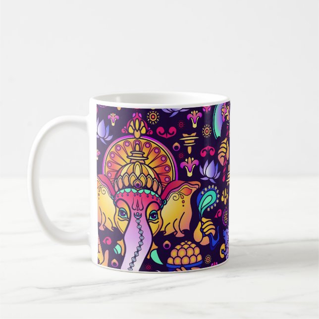 Ganesh Hindu God: Festive Seamless Kaffemugg (Vänster)