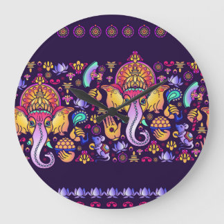 Ganesh Hindu God: Festive Seamless Stor Klocka