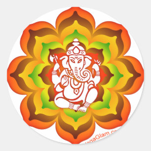 Ganesh i Lotus Runt Klistermärke