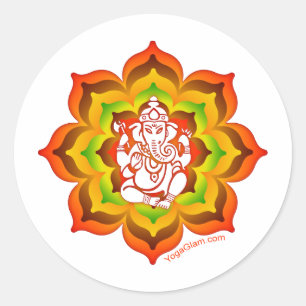 Ganesh i lotusblomma runt klistermärke