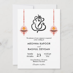 Ganesh Indian God Elegant bröllop Inbjudningar