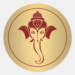 Ganesh Indisk Gud Maroon Hindu Bröllop Runt Klistermärke