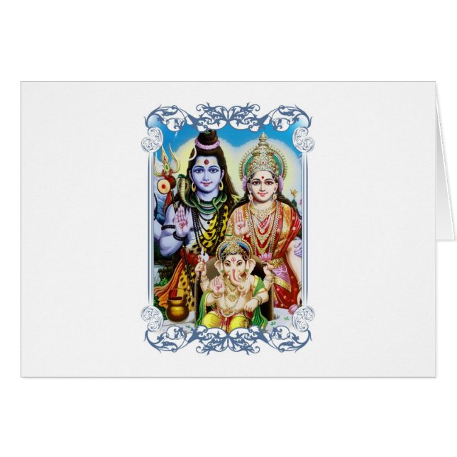 Ganesh, Shiva och Parvati, Lord Ganesha, Durga Hälsningskort (Framsidan Horizontal)