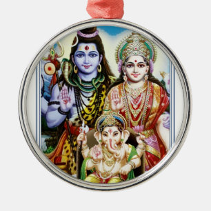 Ganesh, Shiva och Parvati, Lord Ganesha, Durga Julgransprydnad Metall