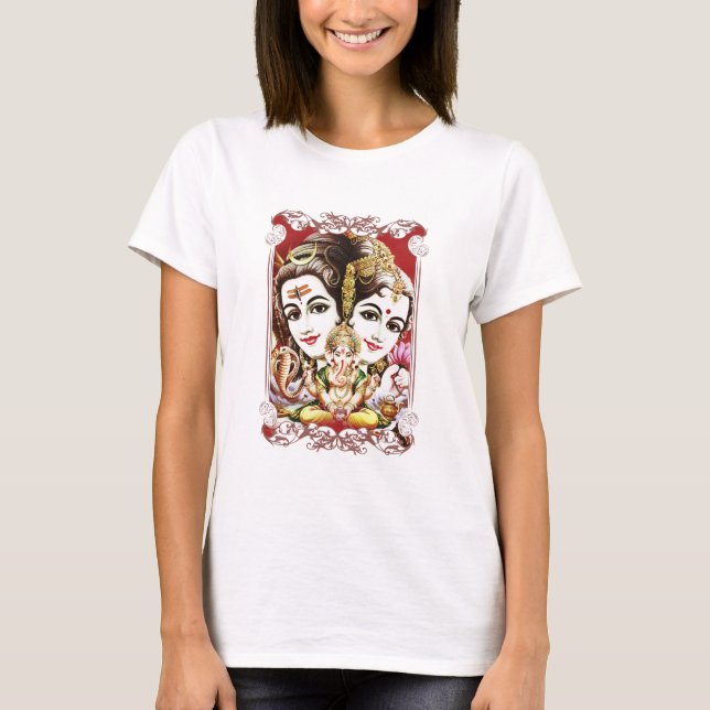 Ganesh, Shiva och Parvati, Lord Ganesha, Durga Tee Shirt (Framsida)