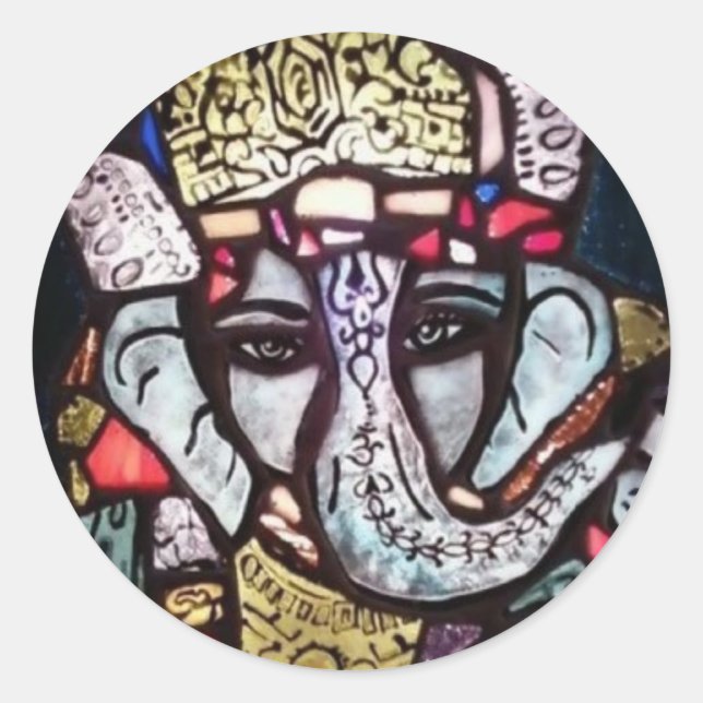 Ganesh Stickers Runt Klistermärke (Framsida)